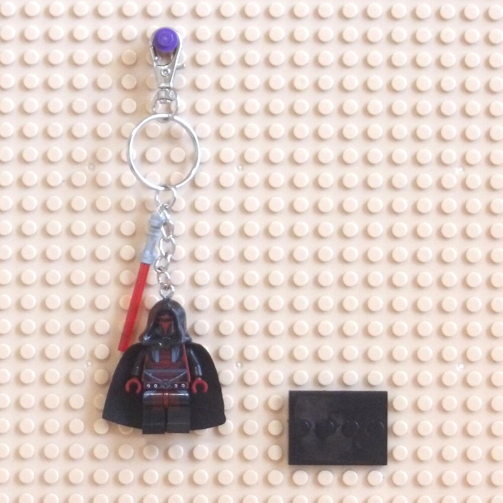 Minifigure Keychain - Star Wars Custom Darth Revan Lightsaber Charm Stand SWTOR